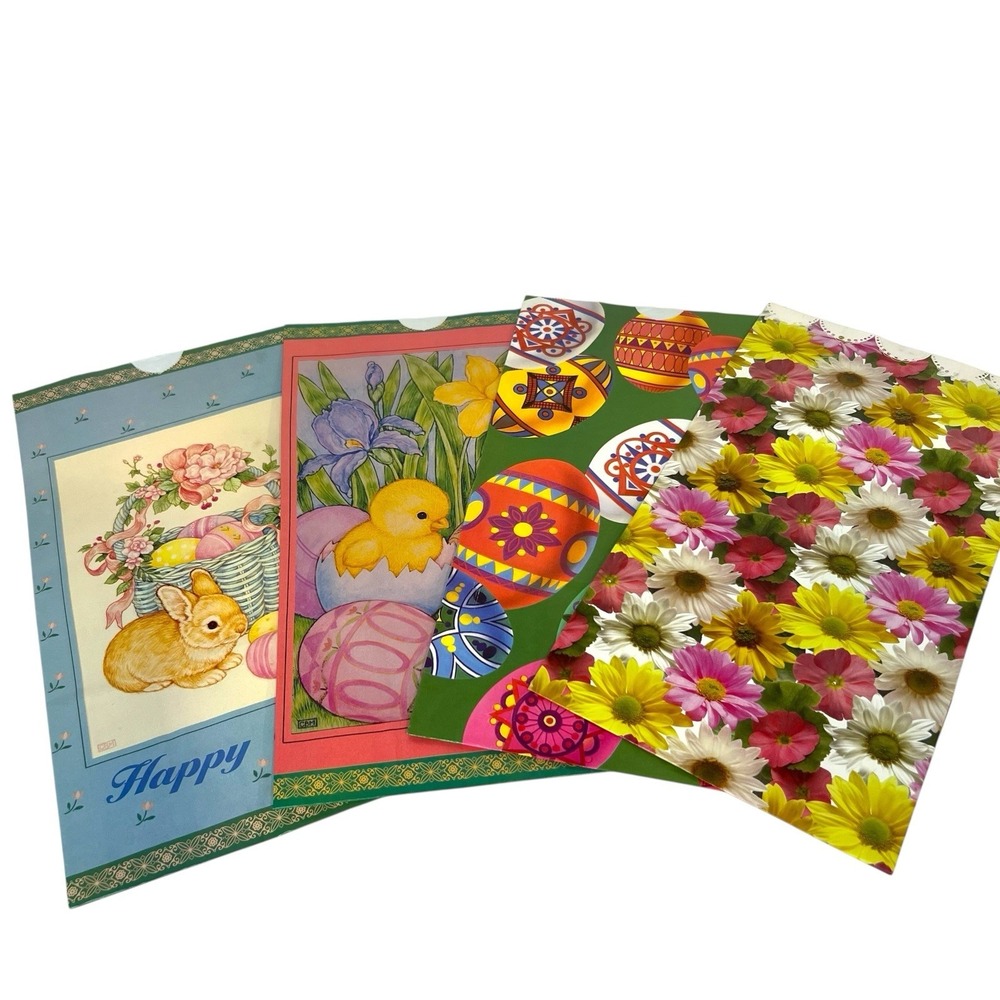 New Lot of 4 Vintage 90s Easter Spring Paper Treat Bags Super Sacks Mello Smello